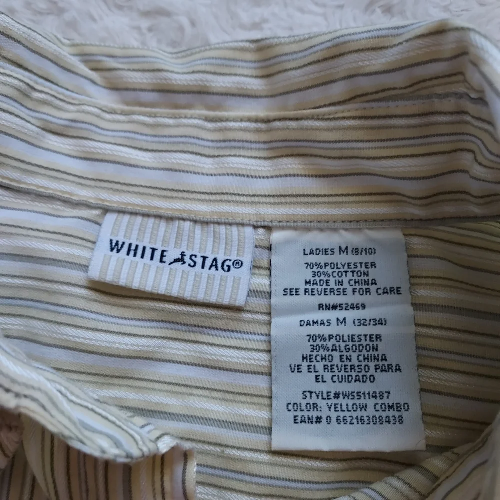 White Stag Shimmery Striped Blouse Academia Career Office Spring Med - Picture 2 of 7